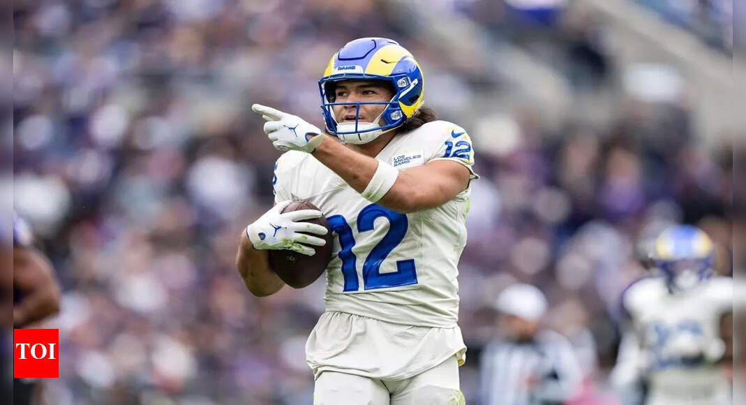 Los Angeles Rams receiver Puka Nacua limps off holding his foot and returns fired up in the third quarter against Baltimore Ravens